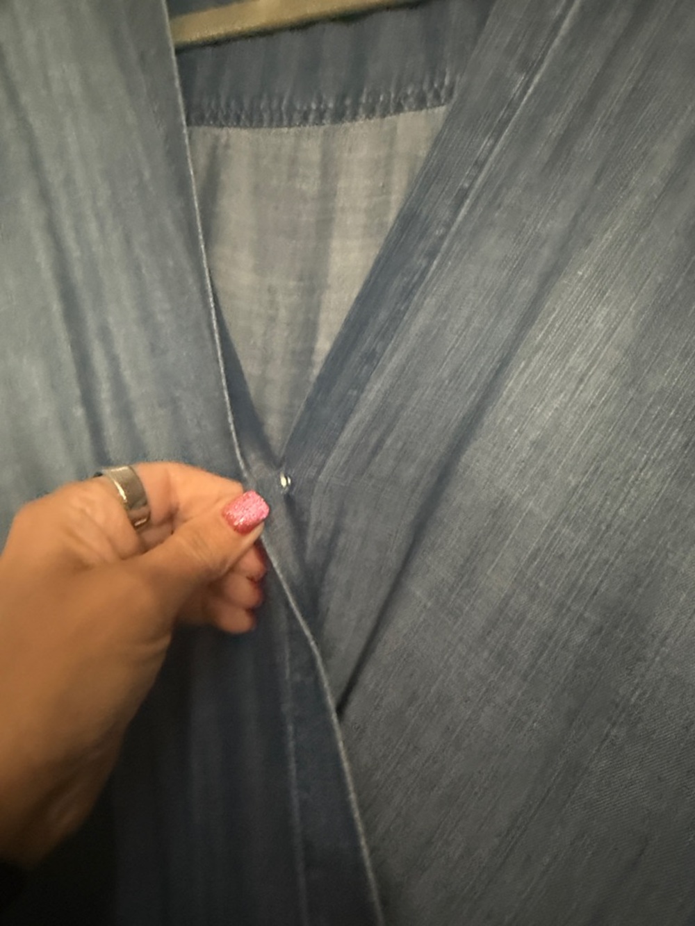 cloth & stone Blue Chambray Wrap Long-Sleeve Jumpsuit - Picture 4 of 7